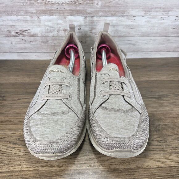 Skechers Womens Microburst Topnotch Slip Ons Taupe Flats Size 10 Wide Fit - Picture 2 of 8